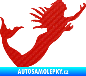 Samolepka Mořská panna pravá siréna 3D karbon červený