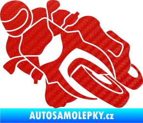 Samolepka Motorka 001 levá silniční motorky 3D karbon červený