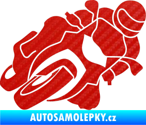 Samolepka Motorka 001 pravá silniční motorky 3D karbon červený
