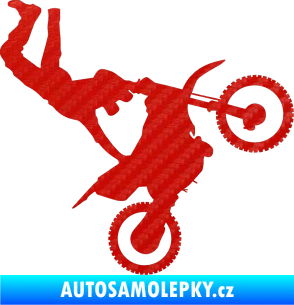 Samolepka Motorka 008 pravá motokros freestyle 3D karbon červený