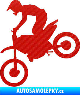 Samolepka Motorka 015 levá motokros 3D karbon červený