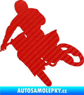 Samolepka Motorka 025 levá motokros 3D karbon červený