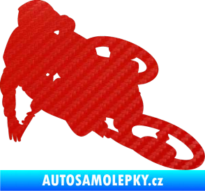 Samolepka Motorka 026 pravá motokros freestyle 3D karbon červený