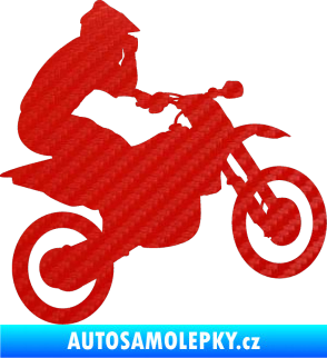 Samolepka Motorka 027 pravá motokros 3D karbon červený