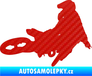 Samolepka Motorka 028 pravá motokros 3D karbon červený