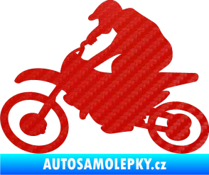Samolepka Motorka 031 levá motokros 3D karbon červený
