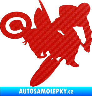 Samolepka Motorka 033 pravá motokros 3D karbon červený