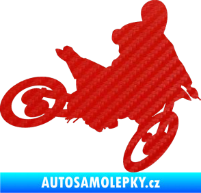 Samolepka Motorka 034 pravá motokros 3D karbon červený