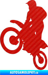 Samolepka Motorka 035 levá motokros 3D karbon červený