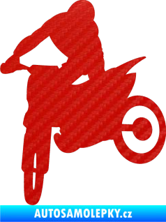 Samolepka Motorka 037 levá motokros 3D karbon červený