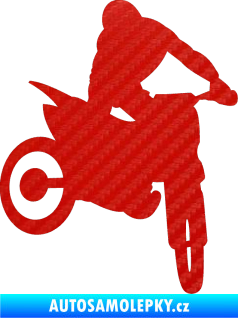 Samolepka Motorka 037 pravá motokros 3D karbon červený