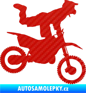 Samolepka Motorka 038 pravá motokros freestyle 3D karbon červený