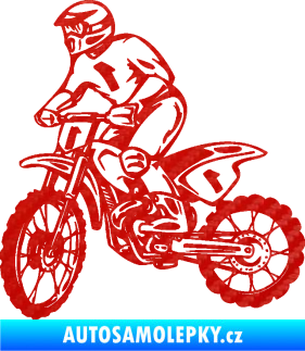 Samolepka Motorka 043 levá motokros 3D karbon červený