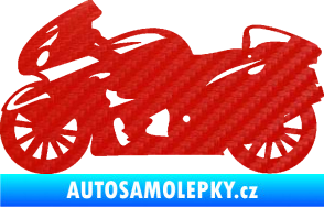 Samolepka Motorka 048 levá silniční 3D karbon červený