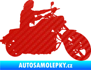 Samolepka Motorka 050 pravá 3D karbon červený