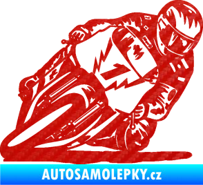 Samolepka Motorka 051 pravá 3D karbon červený