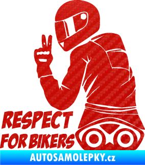 Samolepka Motorkář 003 levá respect for bikers nápis 3D karbon červený