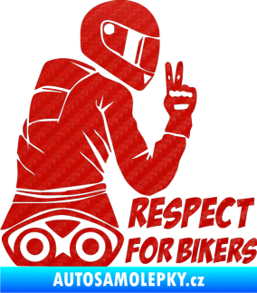 Samolepka Motorkář 003 pravá respect for bikers nápis 3D karbon červený