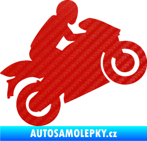 Samolepka Motorkář 007 pravá 3D karbon červený