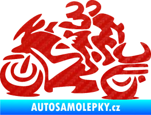 Samolepka Motorkář 009 levá se spolujezdcem 3D karbon červený