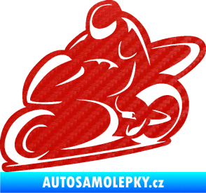 Samolepka Motorkář 011 levá 3D karbon červený