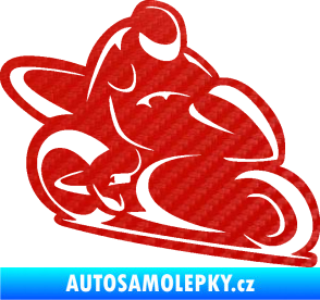 Samolepka Motorkář 011 pravá 3D karbon červený