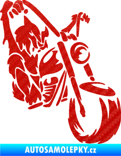 Samolepka Motorkář 015 pravá harley 3D karbon červený