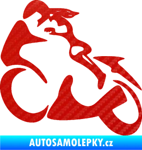 Samolepka Motorkářka 001 levá 3D karbon červený