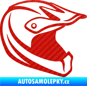 Samolepka Motorkářská helma 001 pravá 3D karbon červený