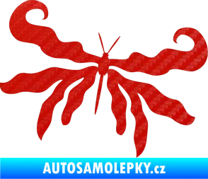 Samolepka Motýl 004 pravá 3D karbon červený