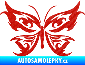 Samolepka Motýl 012 3D karbon červený