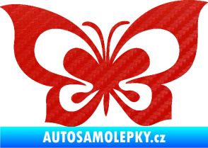 Samolepka Motýl 013 3D karbon červený