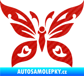 Samolepka Motýl 014 3D karbon červený