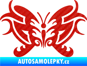Samolepka Motýl 015 3D karbon červený