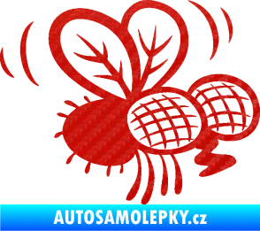 Samolepka Moucha 002 pravá 3D karbon červený