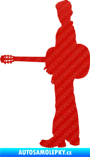 Samolepka Music 003 levá hráč na kytaru 3D karbon červený