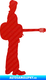 Samolepka Music 003 pravá hráč na kytaru 3D karbon červený