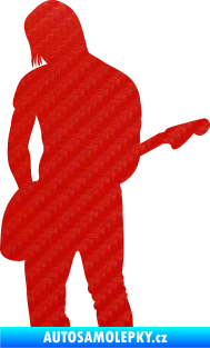 Samolepka Music 005 levá hráč na kytaru 3D karbon červený