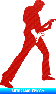 Samolepka Music 008 pravá hráč na kytaru 3D karbon červený
