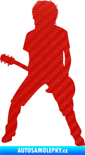 Samolepka Music 010 levá rocker s kytarou 3D karbon červený