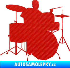 Samolepka Music 011 pravá hráč na bicí 3D karbon červený