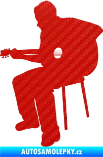 Samolepka Music 012 levá  kytarista 3D karbon červený