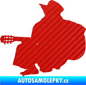 Samolepka Music 014 levá hráč na kytaru 3D karbon červený