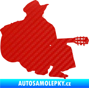 Samolepka Music 014 pravá hráč na kytaru 3D karbon červený