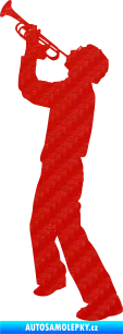 Samolepka Music 022 levá hráč na trubku 3D karbon červený