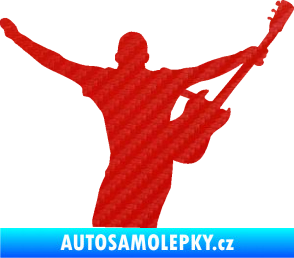 Samolepka Music 024 pravá kytarista rocker 3D karbon červený
