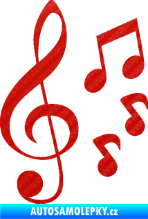 Samolepka Music noty a houslový klíč 002 3D karbon červený
