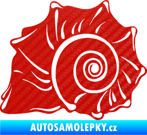 Samolepka Mušle levá ulita 3D karbon červený