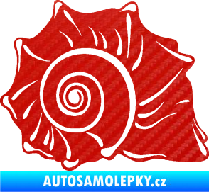 Samolepka Mušle pravá ulita 3D karbon červený