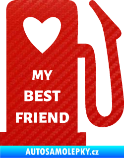 Samolepka My best friend benzínová pumpa 3D karbon červený